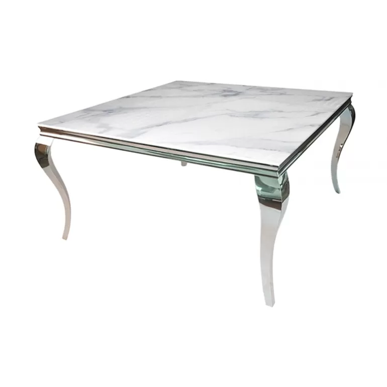 Table de salle à manger baroque effet marbre carrée - Betty 140x140<Meubles Moss Cheap