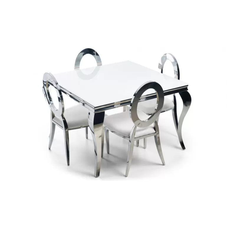 Table de salle à manger baroque plateau verre carrée - Betty 110x110<Meubles Moss Clearance