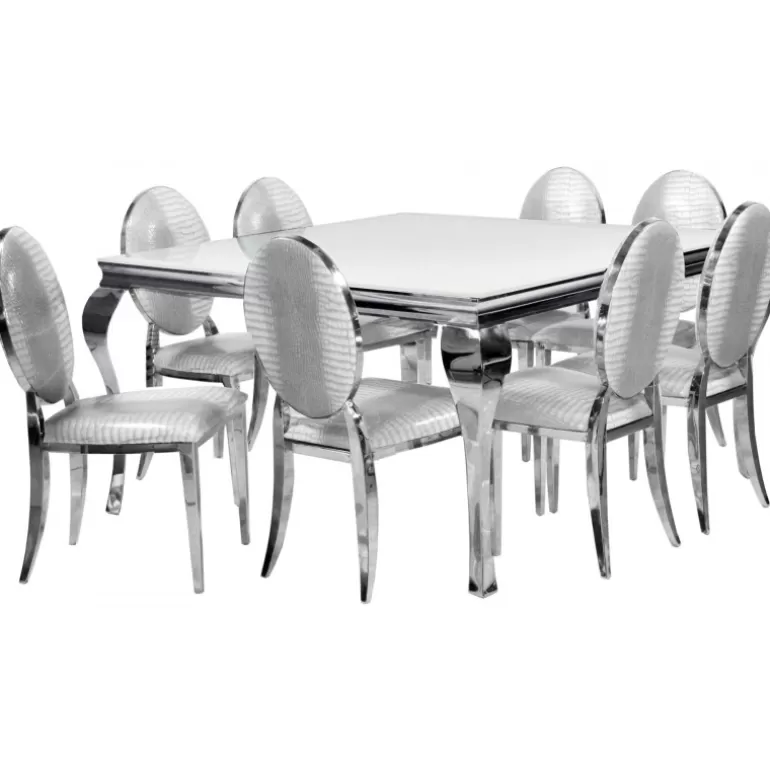 Table de salle à manger baroque plateau verre carrée - Betty 140x140<Meubles Moss Fashion
