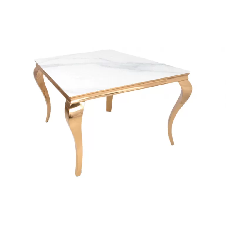 Table de salle à manger dorée effet marbre baroque carrée - Betty 140x140<Meubles Moss Cheap