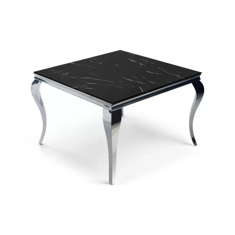 Table de salle à manger effet marbre baroque carrée - Betty 110x110<Meubles Moss Fashion