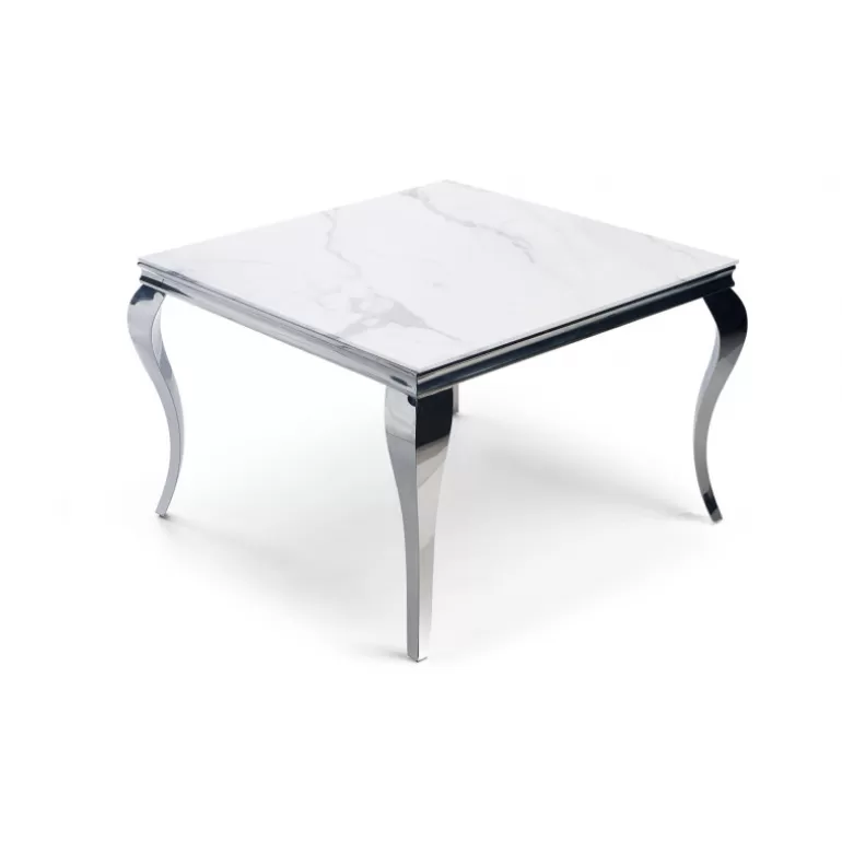 Table de salle à manger effet marbre baroque carrée - Betty 110x110<Meubles Moss Outlet