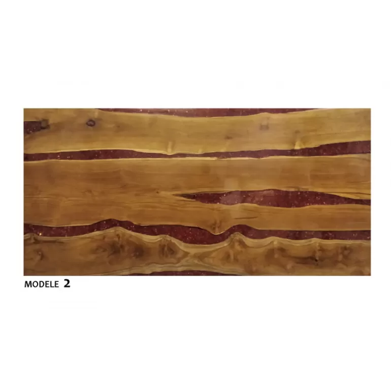 Table de salle à manger en bois et résine rouge - Azlet 220x100<Meubles Moss Shop