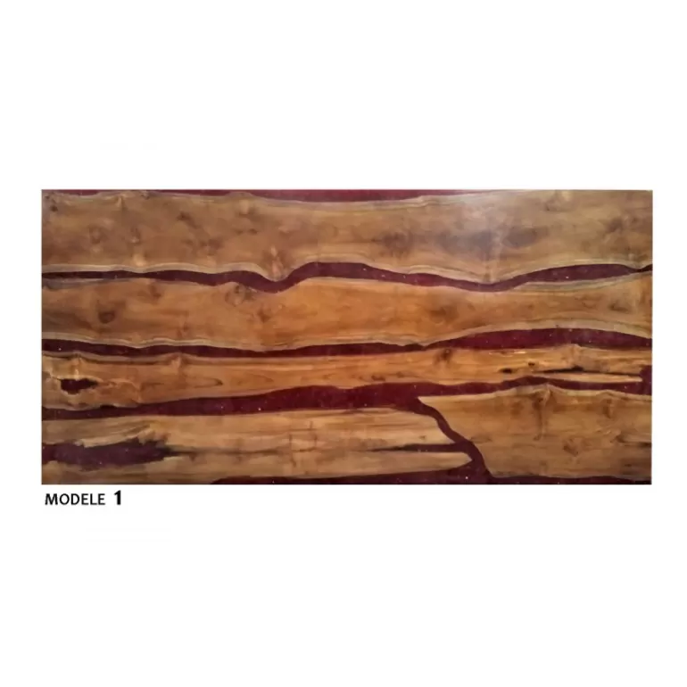 Table de salle à manger en bois et résine rouge - Azlet 220x100<Meubles Moss Flash Sale