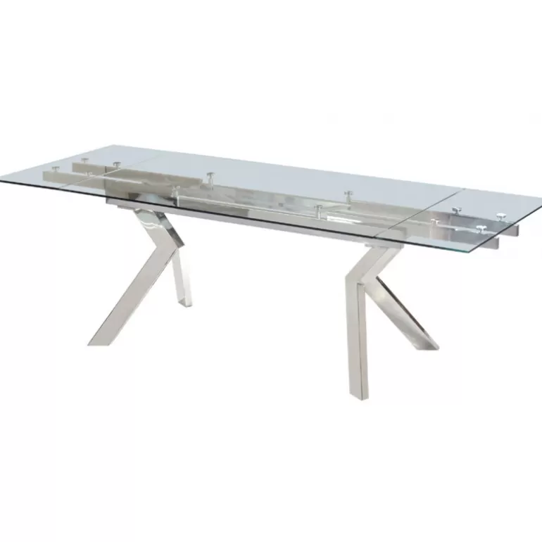 Table de salle à manger en verre et pieds acier - Metallia<Meubles Moss Hot