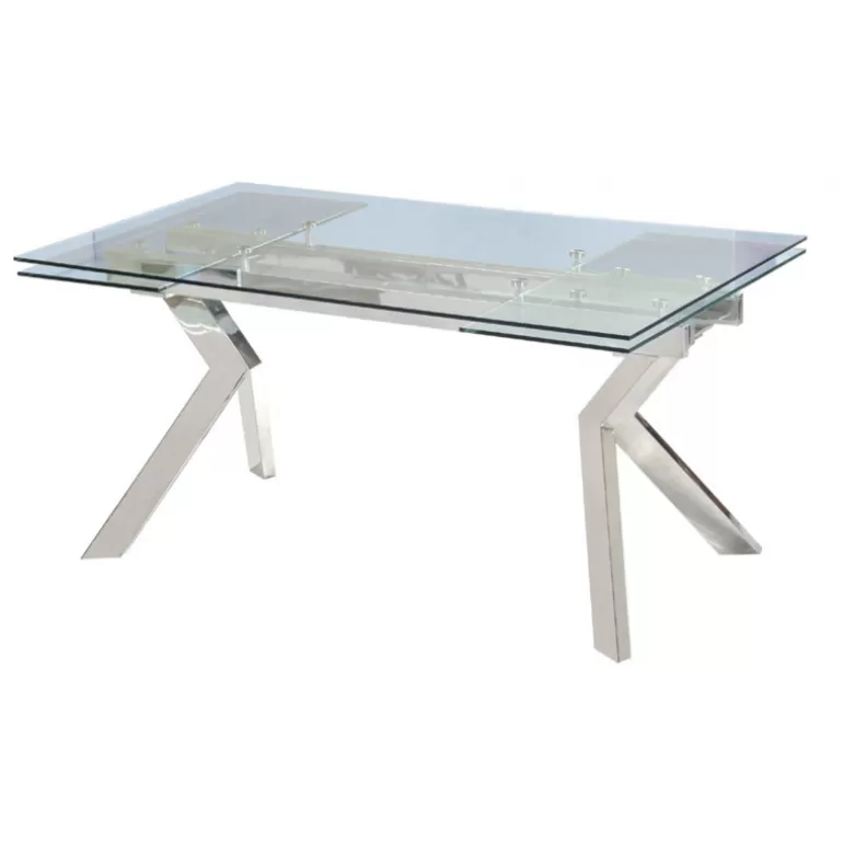 Table de salle à manger en verre et pieds acier - Metallia<Meubles Moss Hot
