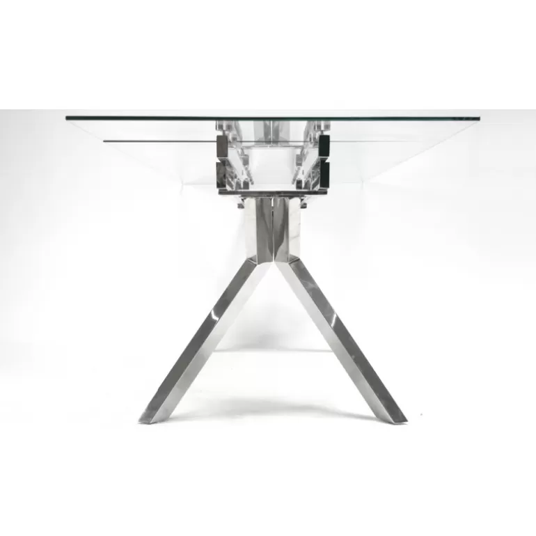 Table de salle à manger en verre et pieds acier - Metallia<Meubles Moss Hot