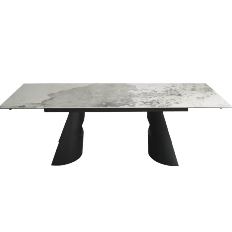 Table de salle à manger extensible céramique pied métal noir - Gabin 160/240x90<Meubles Moss Sale