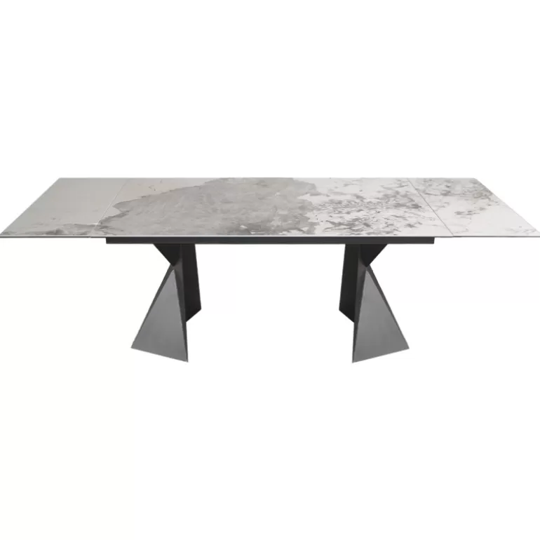 Table de salle à manger extensible céramique marbre pied métal noir - Justin 160/240x90<Meubles Moss Store
