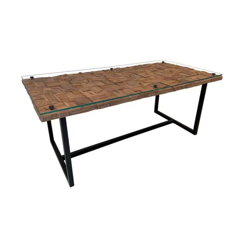 Table de salle à manger rectangulaire en bois massif - Alma 200x100<Meubles Moss Sale