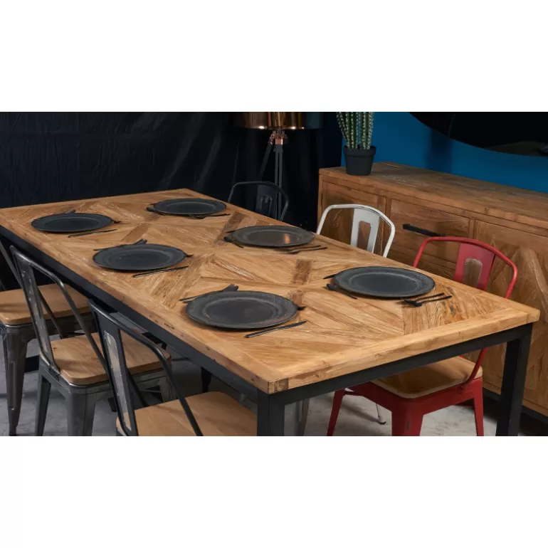 Table de salle à manger style industriel en bois - Kingdom 220x100<Meubles Moss Outlet