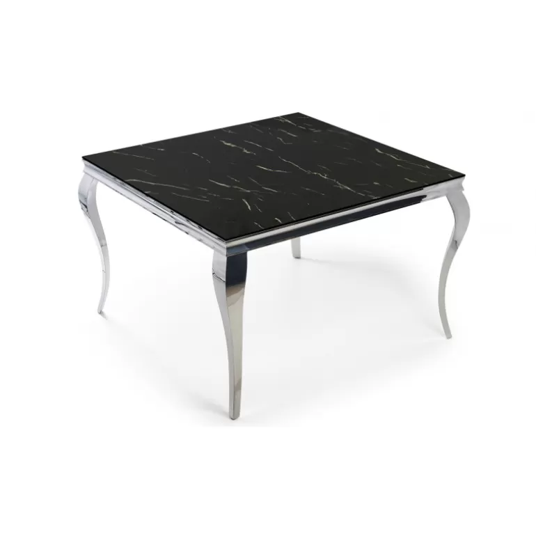 Table haute baroque effet marbre - Betty 140x140<Meubles Moss Discount