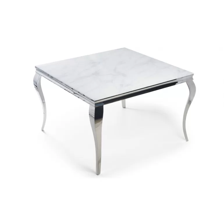 Table haute baroque effet marbre - Betty 140x140<Meubles Moss Outlet