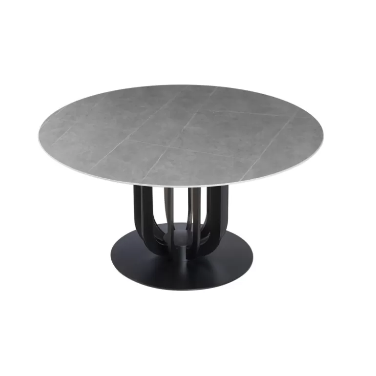 table ronde à manger avec plateau ceramique-Bertille pied Noir,<Meubles Moss Cheap