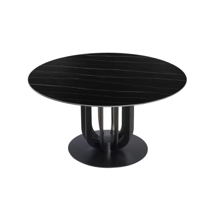 table ronde à manger avec plateau ceramique-Bertille pied ,<Meubles Moss Fashion