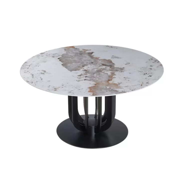 table ronde à manger avec plateau ceramique-Bertille pied Noir,<Meubles Moss Cheap