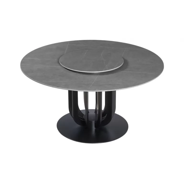 table ronde à manger avec plateau ceramique-Bertille pied Noir,<Meubles Moss Cheap
