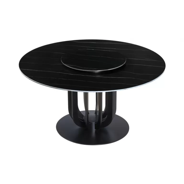 table ronde à manger avec plateau ceramique-Bertille pied ,<Meubles Moss Fashion