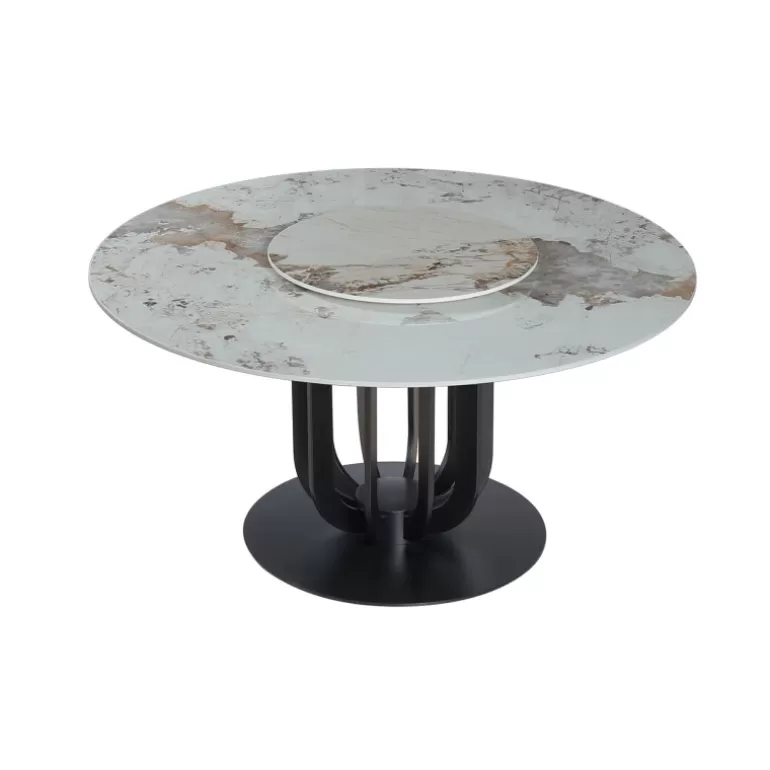 table ronde à manger avec plateau ceramique-Bertille pied Noir,<Meubles Moss Cheap