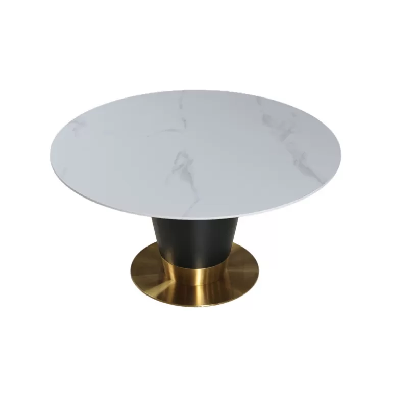 Table ronde plateau en céramique pied metal noir - Naples Ø150<Meubles Moss Store