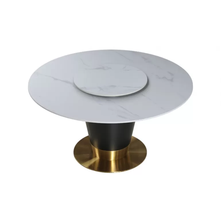 Table ronde plateau en céramique pied metal noir - Naples Ø150<Meubles Moss Store