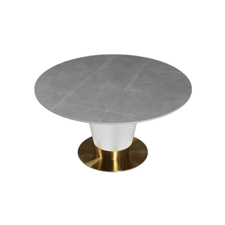 Table ronde plateau en céramique pied metal blanc - Naples Ø150<Meubles Moss Flash Sale