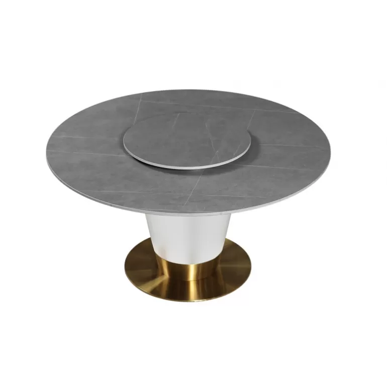 Table ronde plateau en céramique pied metal blanc - Naples Ø150<Meubles Moss Flash Sale