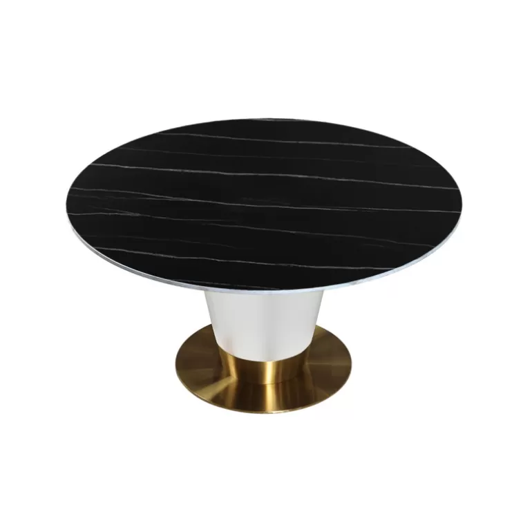 Table ronde plateau en céramique pied metal blanc - Naples Ø150<Meubles Moss Fashion