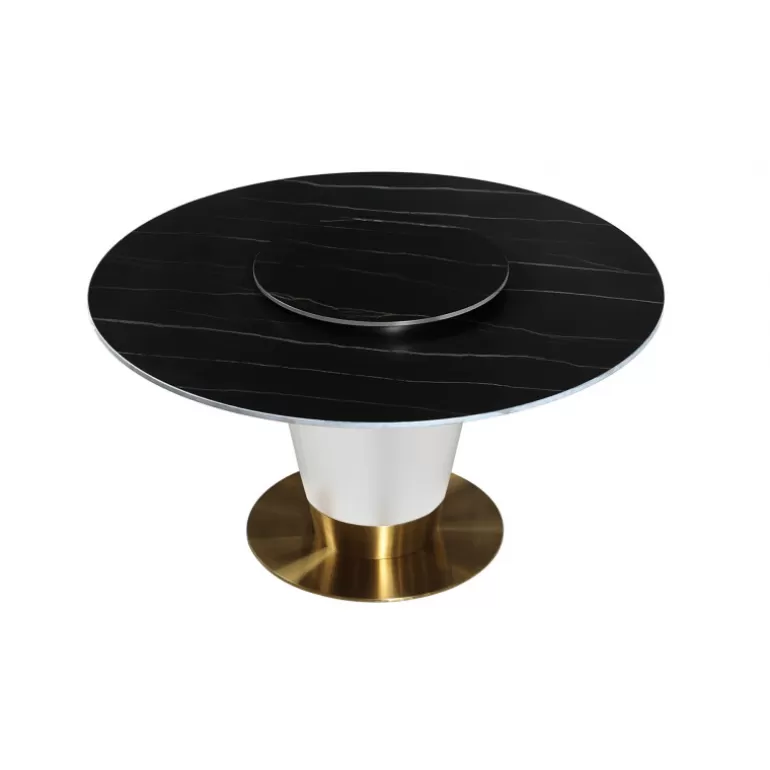 Table ronde plateau en céramique pied metal blanc - Naples Ø150<Meubles Moss Fashion