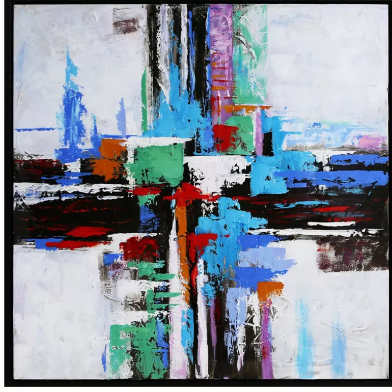 Tableau glossy peinture à l'huile 105x105 cm - Flint<Meubles Moss Clearance