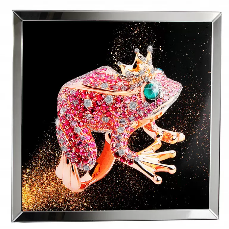 Tableau miroir design avec grenouille 80 x 80 cm - Frog<Meubles Moss Cheap