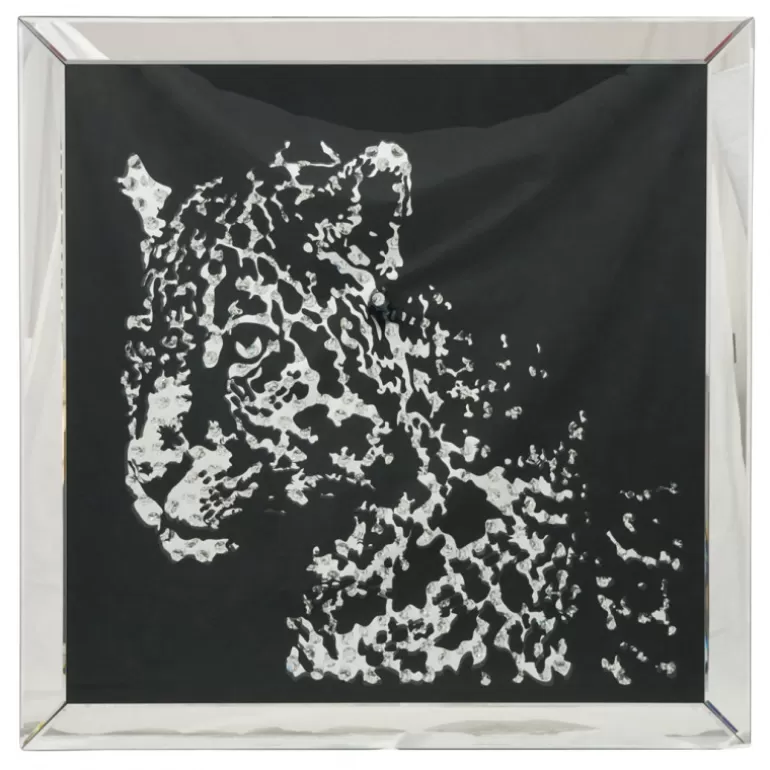 Tableau miroir design avec léopard 80 x 80 cm - Leopard<Meubles Moss New