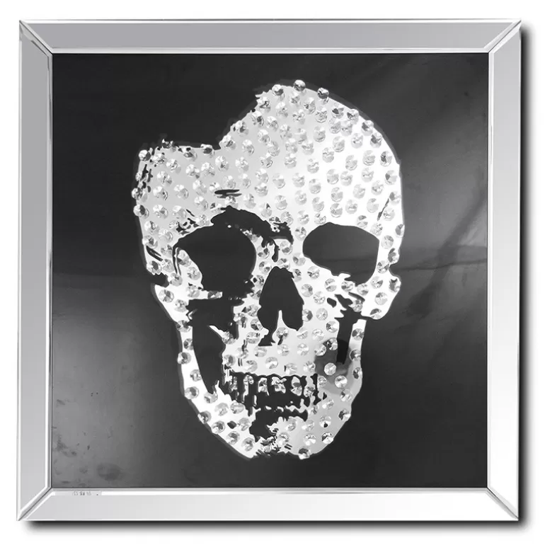 Tableau miroir design avec tête de mort 100x100 cm - Aratika<Meubles Moss Fashion