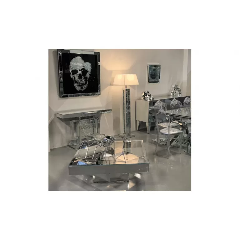 Tableau miroir design avec tête de mort 100x100 cm - Aratika<Meubles Moss Fashion