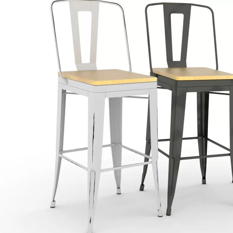 Tabouret de bar en tôle design industriel - La Marcelle 79cm<Meubles Moss Flash Sale
