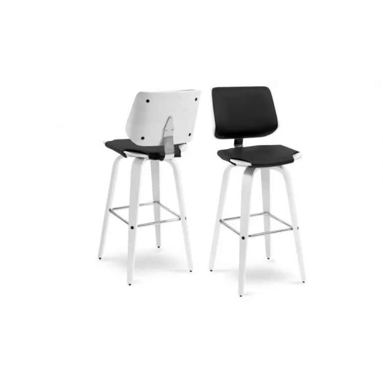Tabouret de bar design avec pieds bois blanc - Hambourg 77cm<Meubles Moss Flash Sale