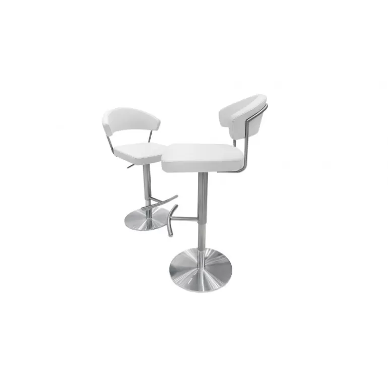 Tabouret de bar en inox brossé - Blakke 56/81cm<Meubles Moss Shop