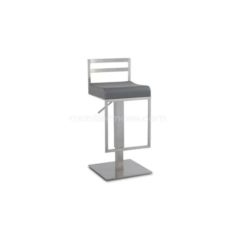 Tabouret de bar en inox brossé - Diego 59/83cm<Meubles Moss Discount