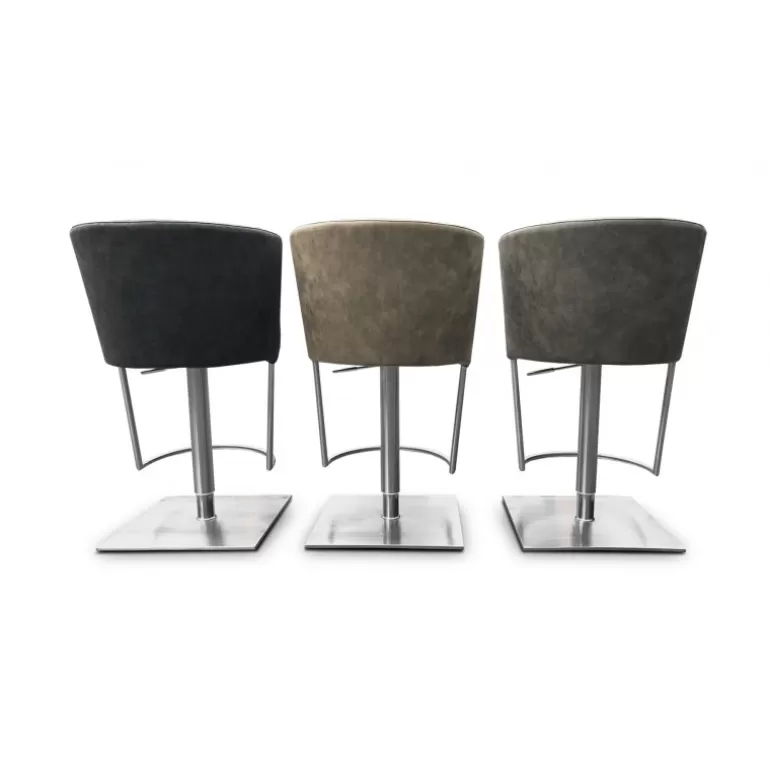 Tabouret de bar rétro en inox brossé - Ankara 64/90cm<Meubles Moss Shop