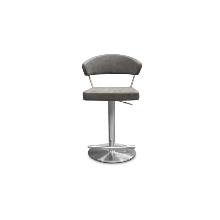 Tabouret de bar rétro en inox brossé - Blakke 56/81cm<Meubles Moss Flash Sale