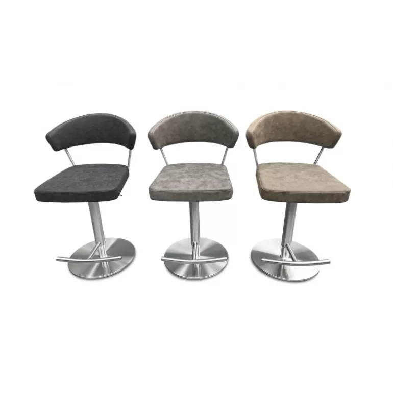 Tabouret de bar rétro en inox brossé - Blakke 56/81cm<Meubles Moss Flash Sale