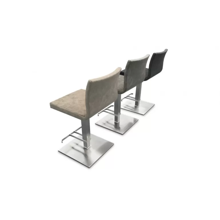 Tabouret de bar rétro en inox brossé - Coddy 56/80cm<Meubles Moss Online