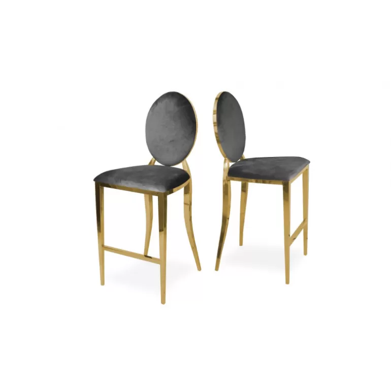 Tabouret de bar style baroque - Palmyr Velours Doré 75cm<Meubles Moss Flash Sale