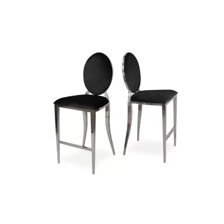 Tabouret de bar style baroque en velours - Palmyr 75cm<Meubles Moss Outlet