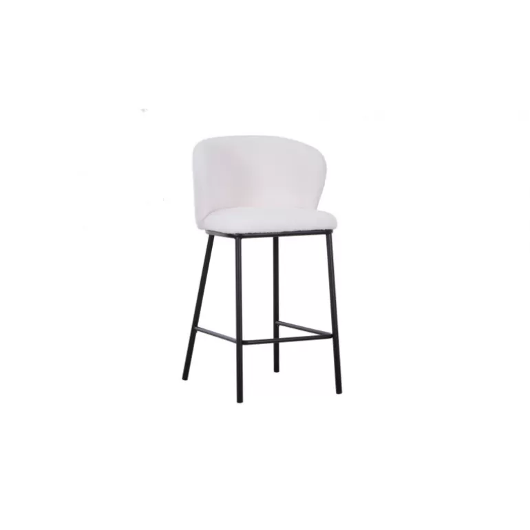 Tabouret de cuisine à bouclette effet peau de mouton - Lise 65cm<Meubles Moss Best Sale
