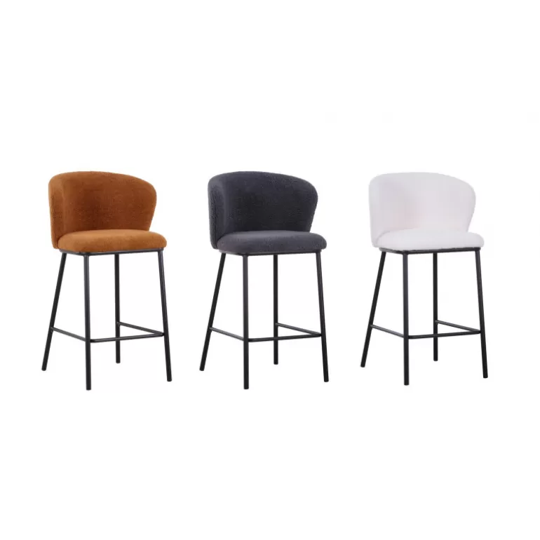Tabouret de cuisine à bouclette effet peau de mouton - Lise 65cm<Meubles Moss Best Sale