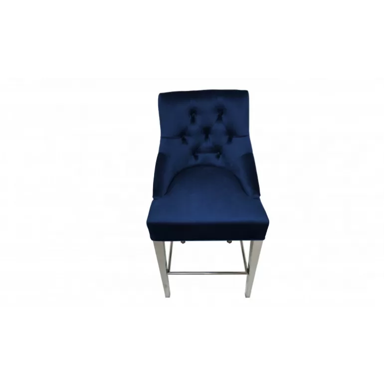Tabouret de cuisine capitonné en velours avec poignée - Romane 65cm<Meubles Moss Discount