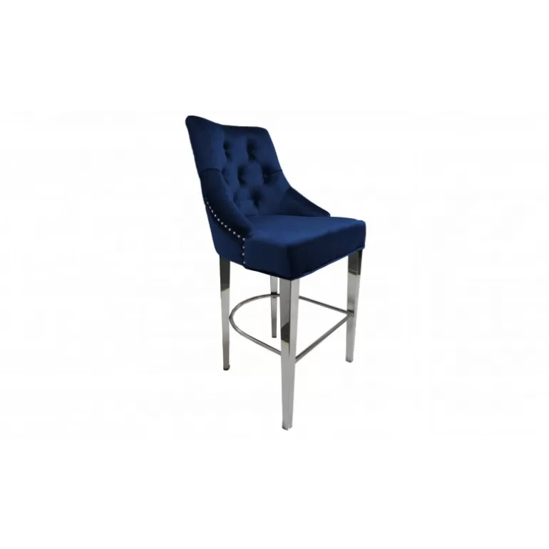 Tabouret de cuisine capitonné en velours avec poignée - Romane 65cm<Meubles Moss Discount