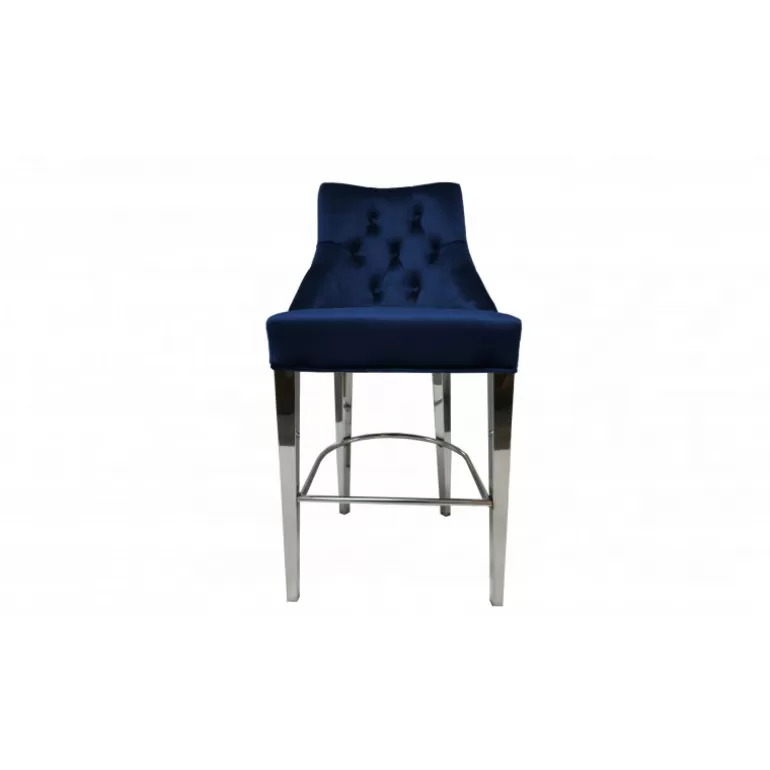 Tabouret de cuisine capitonné en velours avec poignée - Romane 65cm<Meubles Moss Discount