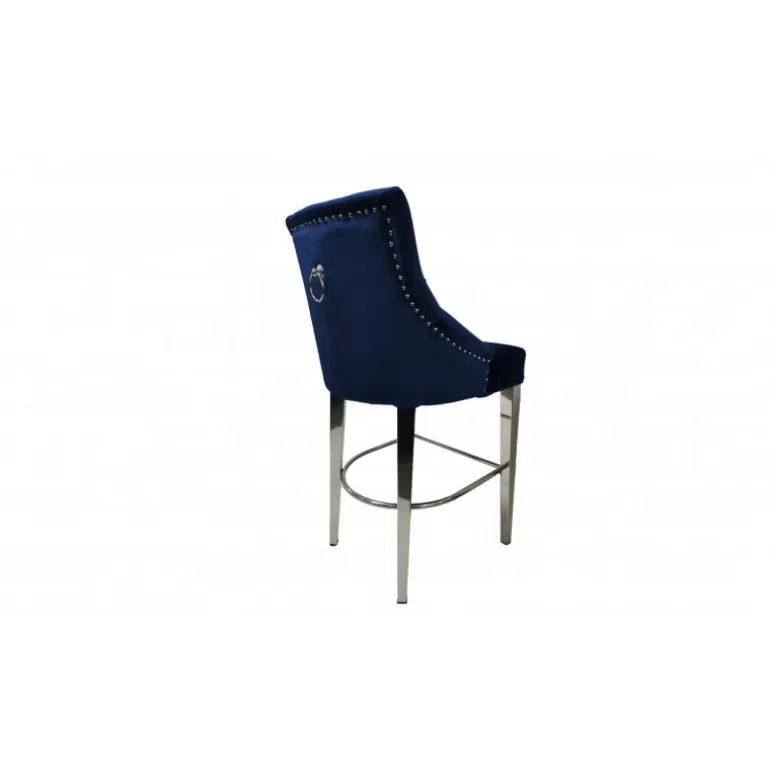 Tabouret de cuisine capitonné en velours avec poignée - Romane 65cm<Meubles Moss Discount